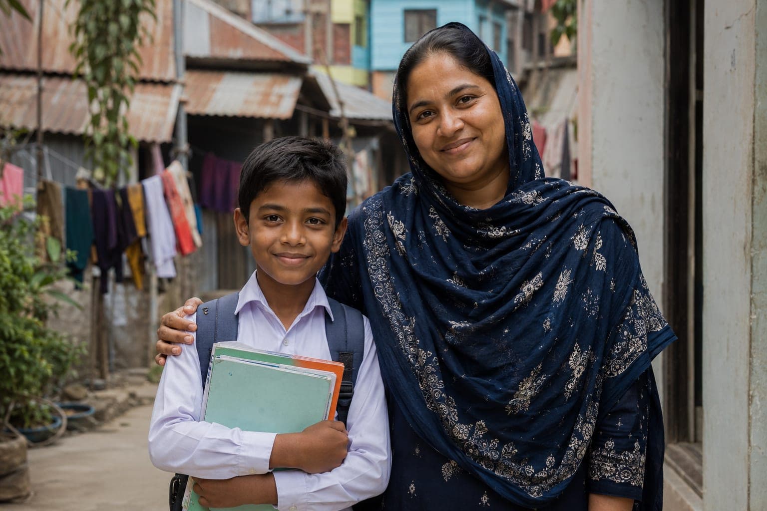 A child with their mother